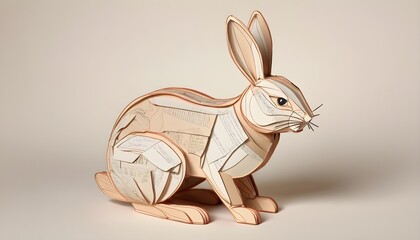 Geometric Paper Rabbit Sculpture Artwork