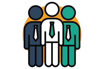 team icon. people wear ties. icon related to action plan, business. flat line icon style. business element illustration