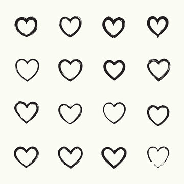 Hand drawn heart illustration set. heart illustration. heart vector collection. heart icon set