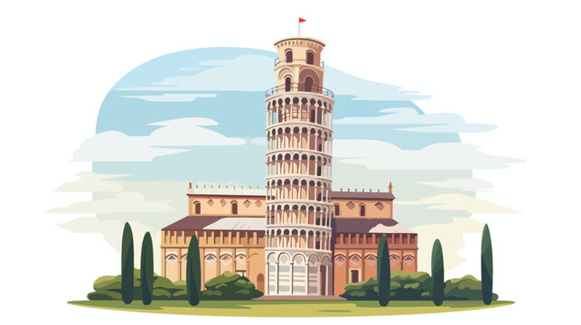 Vector Icon of the Tower of Pisa in flat design fla