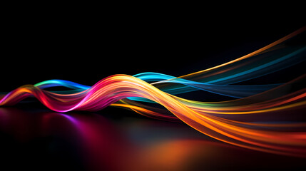 Fototapeta premium Curves of Coloured lights on Black
