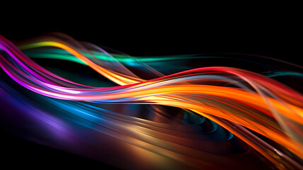 Curves of Coloured lights on Black