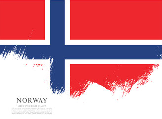 Norway flag made in brush stroke background