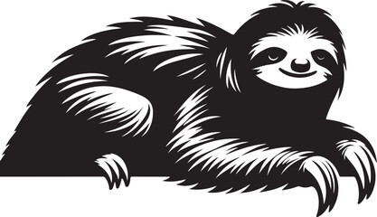 Brown throated three toed sloth vector  silhouette style 
