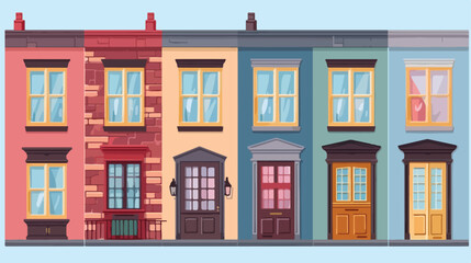 Windows outside colored buildings design house home - obrazy, fototapety, plakaty