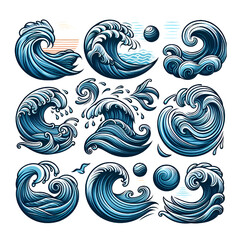 Vector collection of waves	