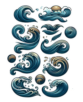 Vector collection of waves	