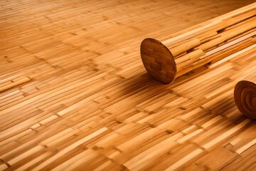 Close-up of a bamboo desk with a natural grain pattern, infusing an eco-friendly vibe.