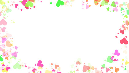 colorful flying hear frame with transparent background, PNG,  kawaii heart frame png