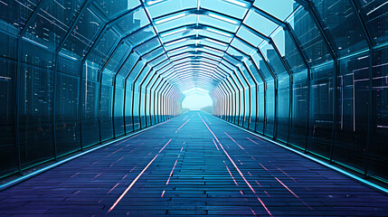 Futuristic glass tunnel