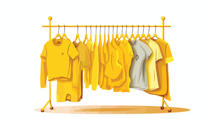 Yellow watercolor silhouette of clothes rack with t