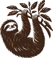 Brown three toed sloth vector  silhouette style 