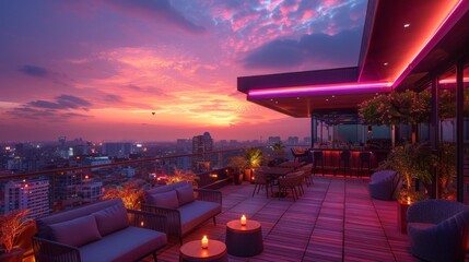 The rooftop bar provides a special time for people to socialize, with plenty of liquor and beer can see sunset in the city.