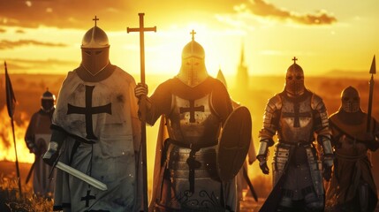 Christian Warriors led by the Templar Cross