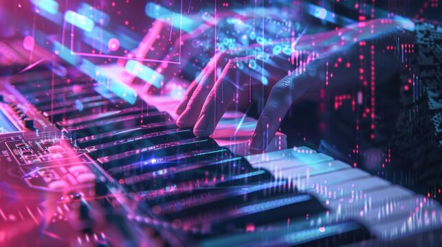 Explore the dynamic relationship between code and melody in digital music creation.