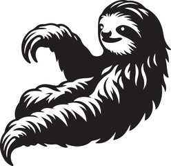  three toed sloth vector  silhouette style 
