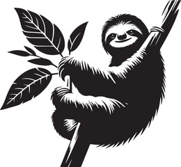  three toed sloth vector  silhouette style 