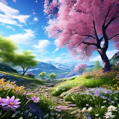 Wandaufkleber landscape with blossoms © Жанна Яценко