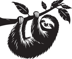 Obraz premium Sloth, Black and White Vector illustration