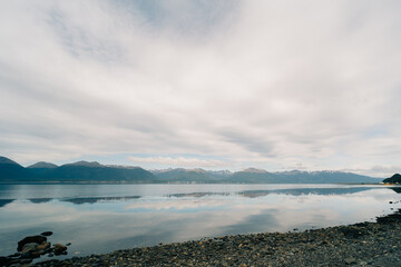Ushuaia, Argentina - dec 2th 2023 Rustic fishboats parked at puerto almanza port