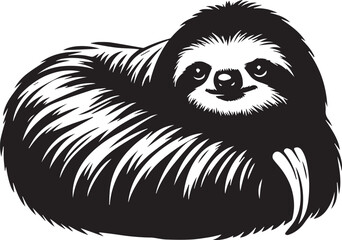 Sloth, Black and White Vector illustration