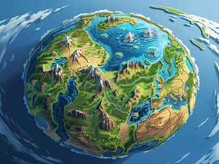 Continental drift, landmass formation, ancient climates, geological changes, detailed earth illustration - obrazy, fototapety, plakaty