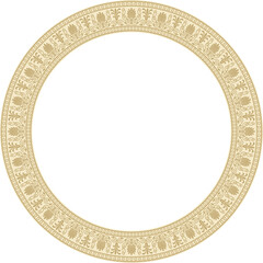 Vector gold round classical Greek ornament. European ornament. Border, frame, circle, ring Ancient Greece, Roman Empire..