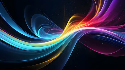 Flow of Colorful Energy Light Lines. Multicolored Energy Flow Background