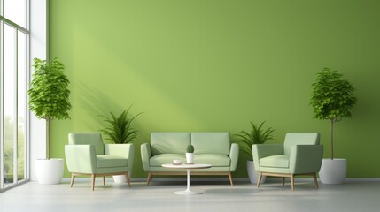 Modern and stylish waiting room in green office