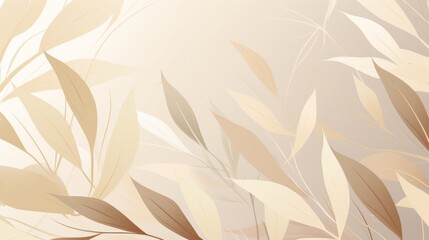 Calming light brown and beige with abstract natural leaves - obrazy, fototapety, plakaty