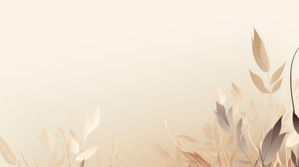Calming light brown and beige with abstract natural leaves - obrazy, fototapety, plakaty