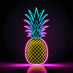 Pink Neon Pineapple Icon: Add a Touch of Tropical Glam to Your Designs(Generative AI)