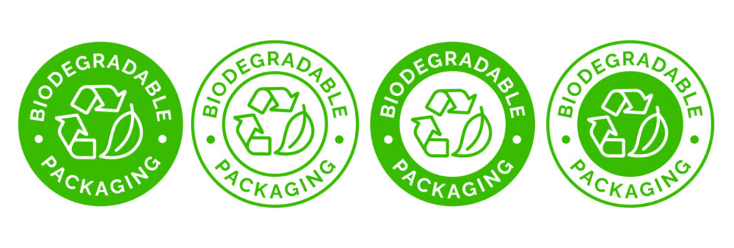 Biodegradable packaging icon. Biodegradable logo. Vector Illustration.