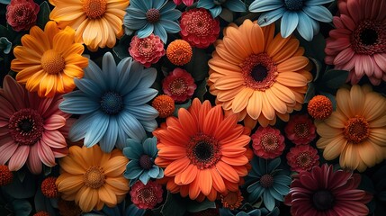 background of colorful flowers - Generative AI