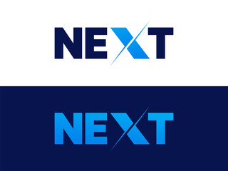 Creative Letter "NEXT" with letter X edge sharp style logo typography vector design concept. Graphic alphabet Letter "NEXT" symbol for future technology, corporate identity, business, investment, ads.