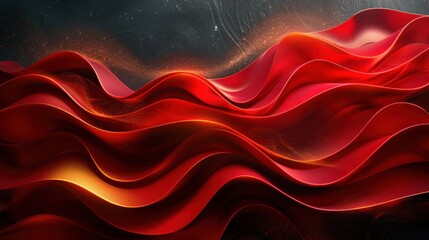 3D red luxury abstract background overlap layers on dark space with golden waves effect decoration. Graphic design element future style concept for flyer, card, brochure cover, or landing page - obrazy, fototapety, plakaty