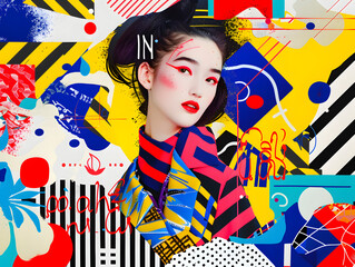 昭和レトロと女性のポップアート - obrazy, fototapety, plakaty