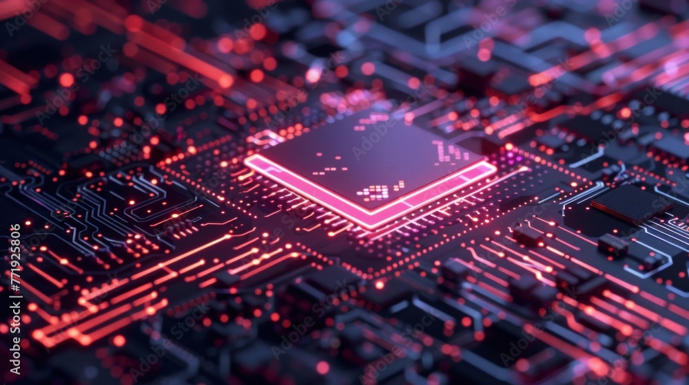 Poster central computer processors cpu concept. motherboard digital chip. technology science background.