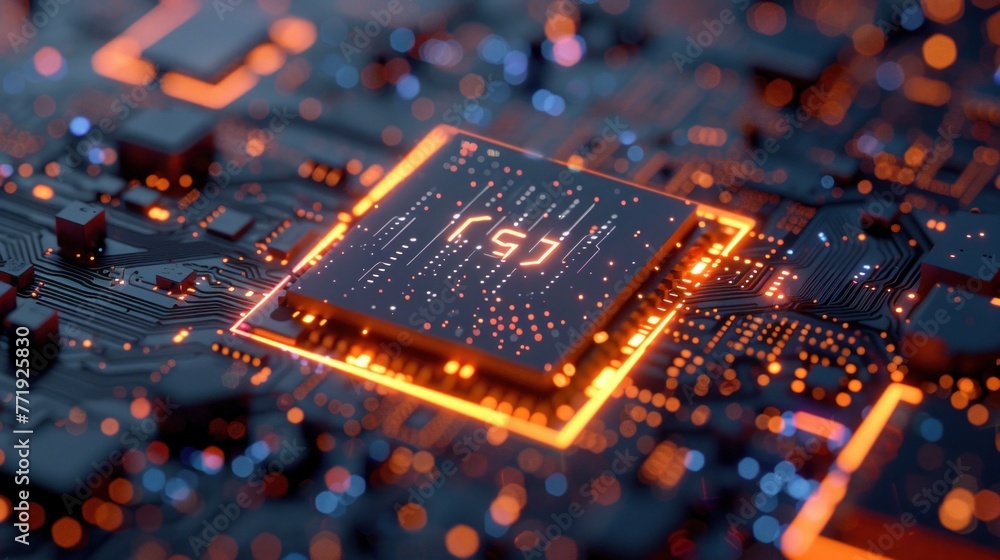 Poster central computer processors cpu concept. motherboard digital chip. technology science background.