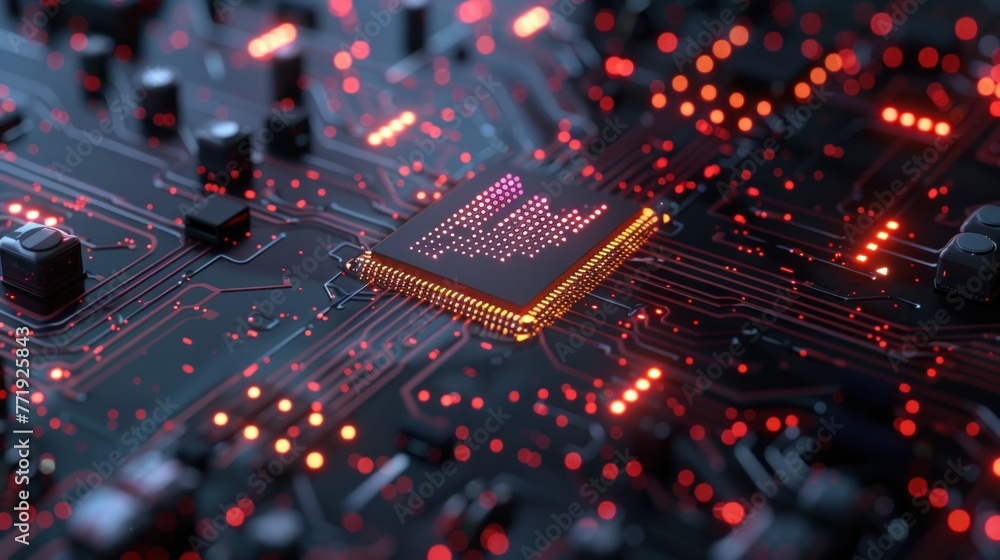 Poster central computer processors cpu concept. motherboard digital chip. technology science background.