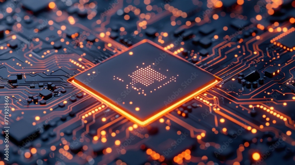 Poster central computer processors cpu concept. motherboard digital chip. technology science background.