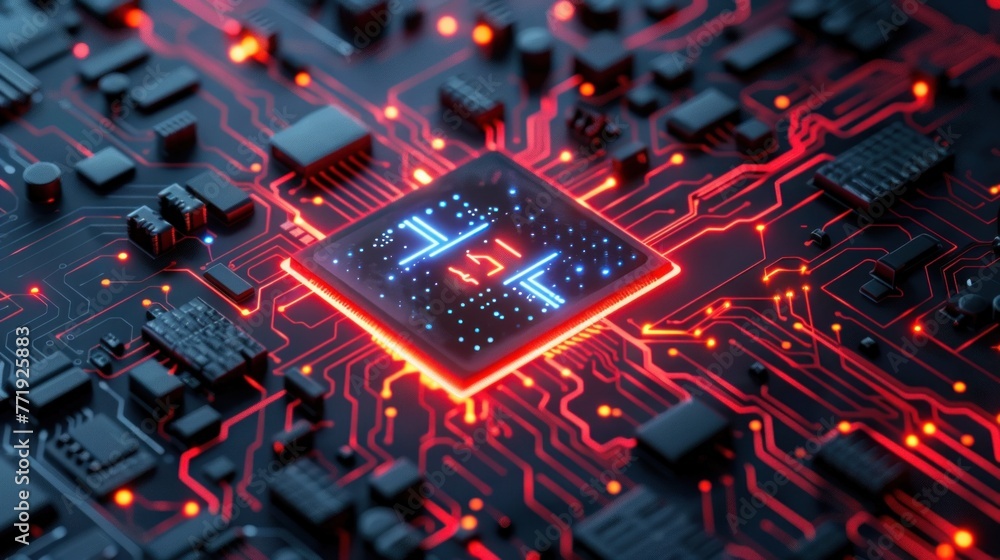Poster central computer processors cpu concept. motherboard digital chip. technology science background.