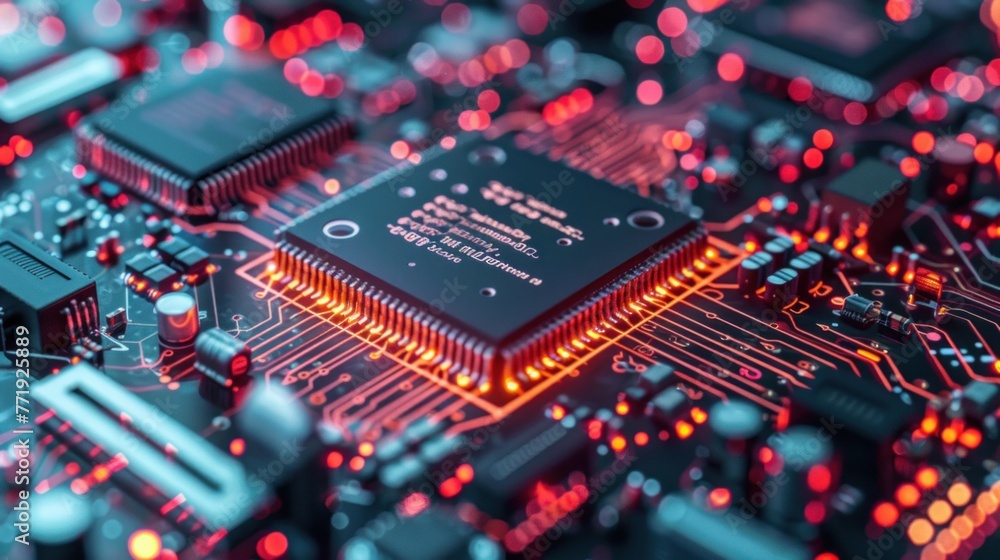 Poster central computer processors cpu concept. motherboard digital chip. technology science background.
