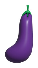 3D vegetable purple eggplant  on a transparent element png 