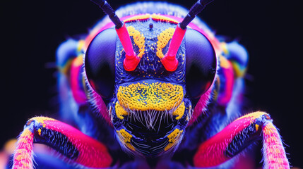 Insect marbled glowing circuits armored, knight-cowboy-rogue, Tron style, macro focus stacked