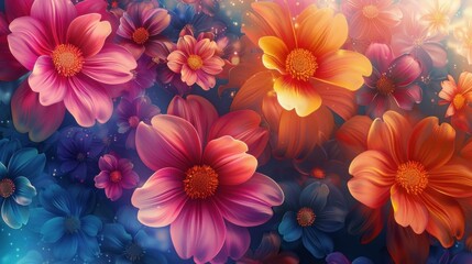 Obraz premium Abstract colorful background with beautiful flowers as wallpaper background illustration