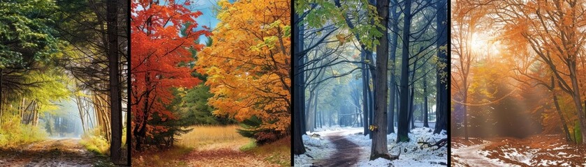 Four different seasons are shown in a row
