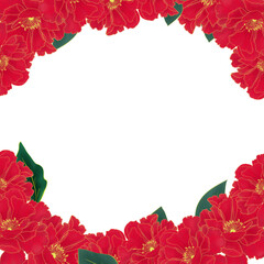 red flowers Frame oriental style, png 