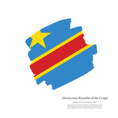 Flag of the Democratic Republic of the Congo, brush stroke background