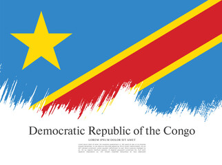 Obraz na płótnie Canvas Flag of the Democratic Republic of the Congo, brush stroke background